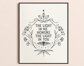 Namaste Print - The Light in Me Honors The Light in You - Bohemian Yoga - Yogi Print