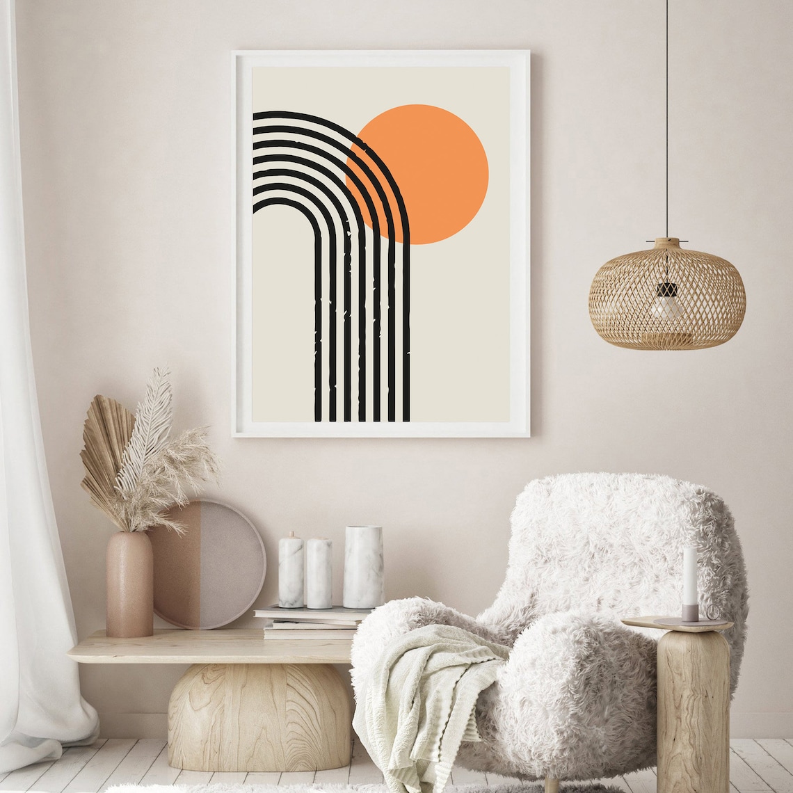 Mid Century Modern Art Minimalist Wall Decor Geometric Wall Etsy