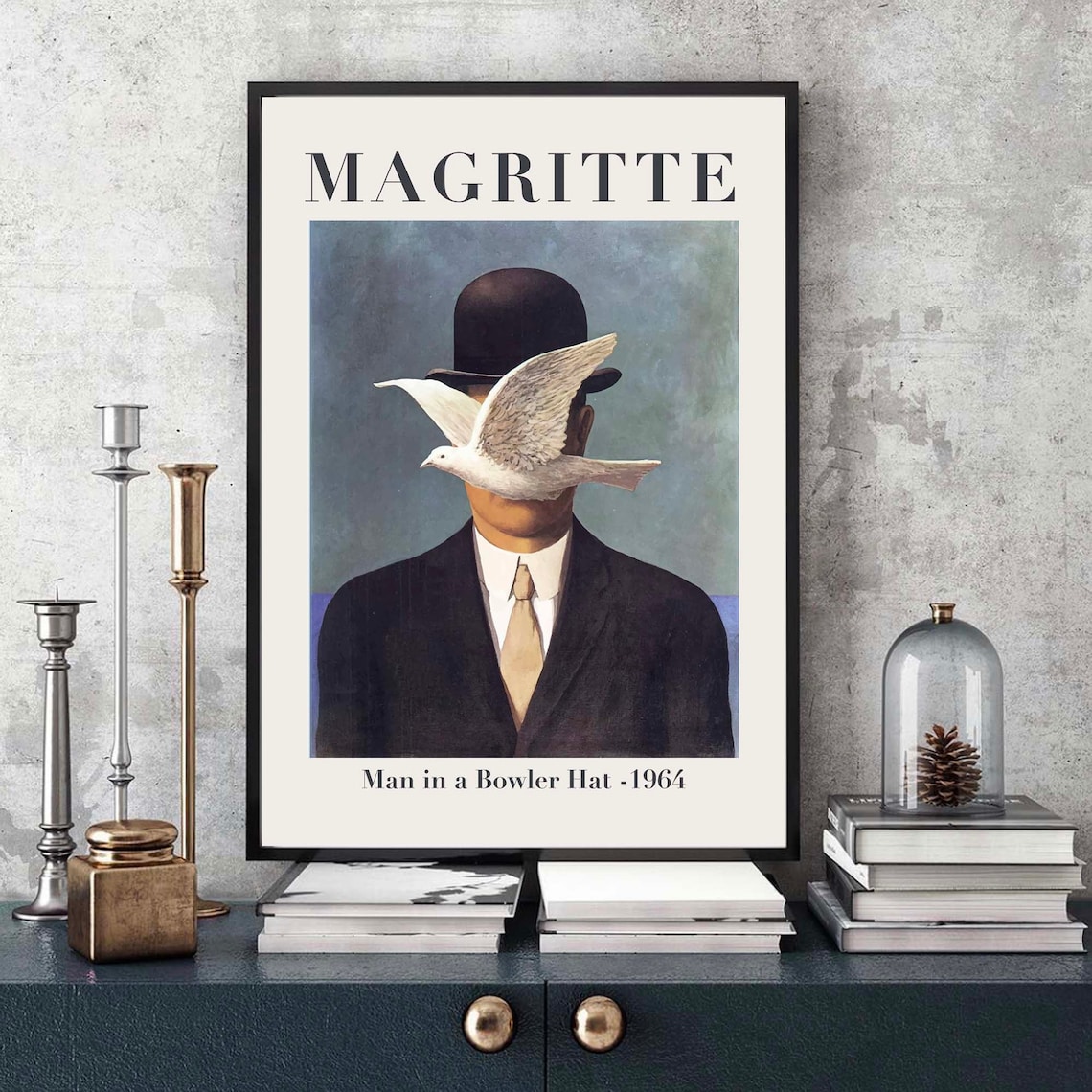 Rene Magritte Print Rene Magritte Poster Man in a Bowler Etsy