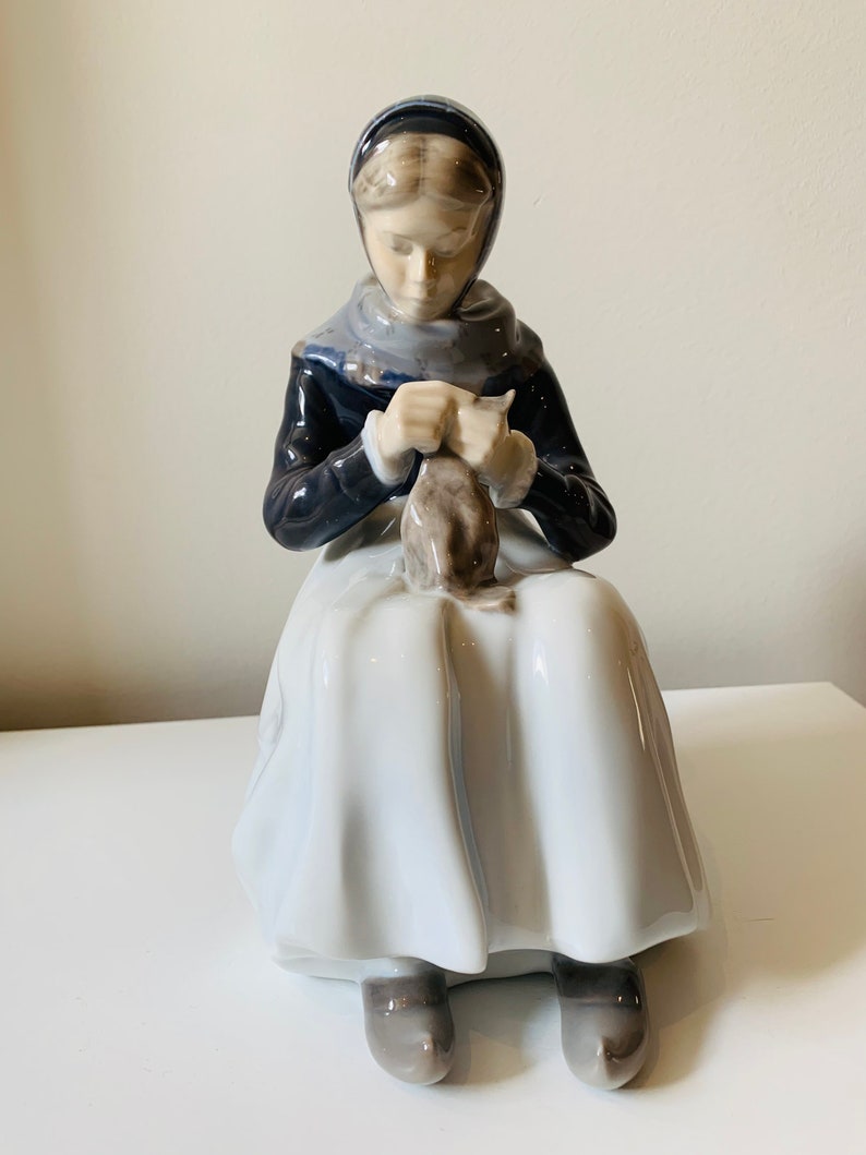 Royal Copenhagen Amager Girl Knitting Figurine