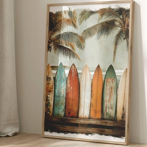 Surfboard Wall Art, Surfboard Beach Ocean, Beachy Wall Art, Minimalist Modern Art Coastal Room Decor, Surf Wall Art, Surfing Print ONLY