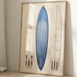 Surfbrett Wandkunst, Küstenwandkunst, Beachy Wandkunst, Vintage Surfbrett Strand Ozean, Fotografie Drucke, minimalistische Küsten Dekor