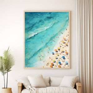 Arte murale sulla spiaggia, arte murale costiera, arte della nipote costiera, poster moderno di grandi dimensioni, fotografia aerea della spiaggia, decorazione della casa sulla spiaggia