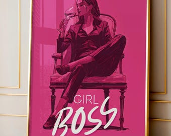 Girl Boss Wall Art Print, Maximalist Wall Art, Women's Empowerment Poster, Home Wall Art, Living Room and Bedroom Decor, Apartment Decor