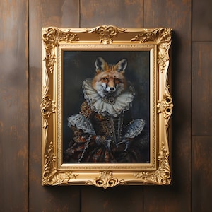 Dark Academia Print, Vintage Poster, Art Poster Print, Gothic Victorian Art, &quot;Fox Victorian Portrait&quot;, Gothic Gifts