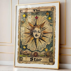 Tarotkaart Vintage Weirdcore Decor "The Star" tarotkaart klassieke tarotkaarten spirituele muurkunst cadeau vriendje cadeau vriendin macabere decor