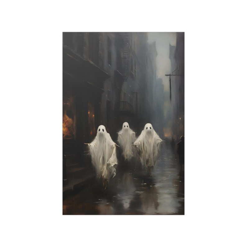 Ghosts Walking on the Street Poster, Sheeted Ghost Print, Cute Little ...