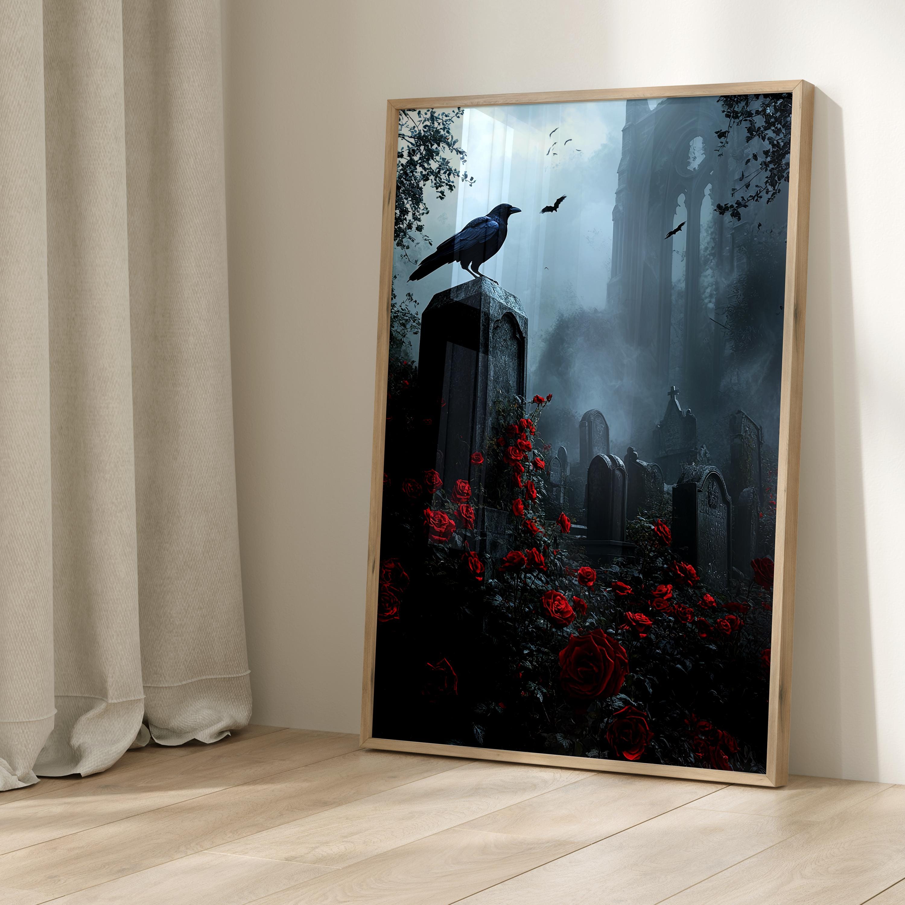 Dark Academia Raven Crow Moody Wall Art Print Vintage Dark Cottagecore ...