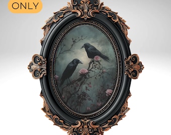 Dark Academia Raven Crow Moody Wall Art Print Vintage Dark Cottagecore Decor Painting Gothic Decor Artwork, Vintage Art, Goth Gift