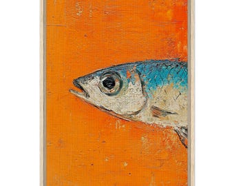 Fish Print Framed Canvas, Fish Wall Art, Coastal Wall Art, Beachy Wall Art, Modern Art Coastal Room Decor, Beach Home Decor, Fishing Art