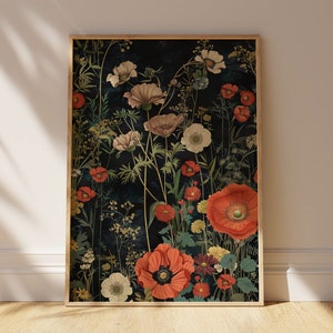 Impression d&#39;art mural vintage botanique inspirée de William Morris, décoration Art nouveau, ensemble mural de galerie, art éclectique pour la décoration intérieure, impression uniquement