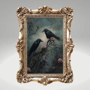 Dark Academia Raven Crow Moody Wall Art Print Vintage Dark Cottagecore ...