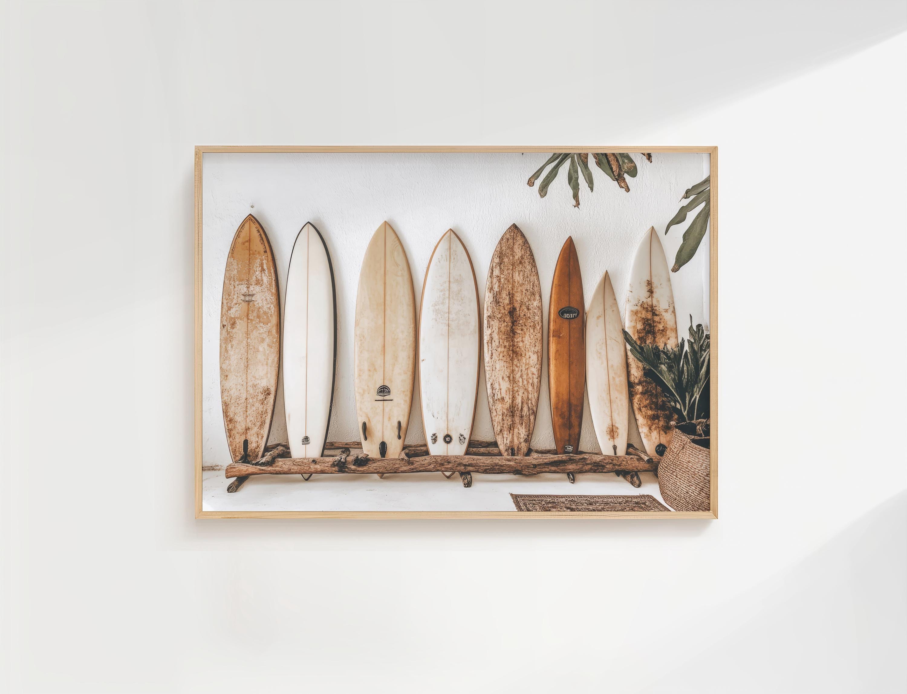Wood Surfboard Art｜サーフボード風アート Surfboard Wall Art, Surfboard Beach Ocean, Beachy Wall Art