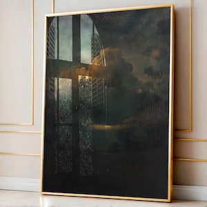 Dark Academia Decor Moody Clouds Wall Art, peinture à l&#39;huile de Moody vintage Art victorien, impression ancienne, cadeau gothique, cadeau maman