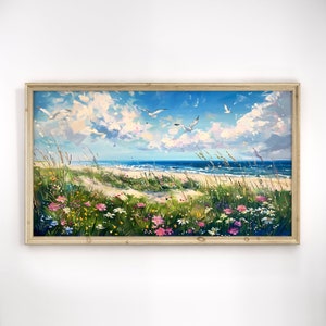Rahmen TV Art Strand Wildblumen, Samsung Frühling Wild Blumen Feld TV Kunst, Floral TV Kunst, Cottagecore TV, Strand Kunst Digital Sofort Download