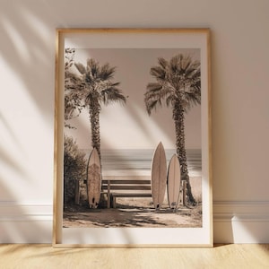 Surfboard Wall Art, Surfboard Beach Ocean, Beachy Wall Art, Minimalist Modern Art Coastal Room Decor, Surf Wall Art, Surfing Print ONLY image 2