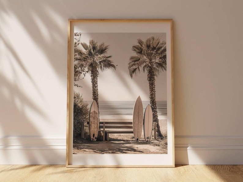 Surfboard Wall Art, Surfboard Beach Ocean, Beachy Wall Art, Minimalist Modern Art Coastal Room Decor, Surf Wall Art, Surfing Print ONLY image 2