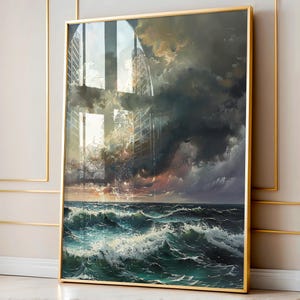 Moody Dark Clouds Canvas Wall Art, Modern Farmhouse Decor, Oil Painting, Cottagecore Decor, Clouds Art Print, Minimalist Living Room Decor