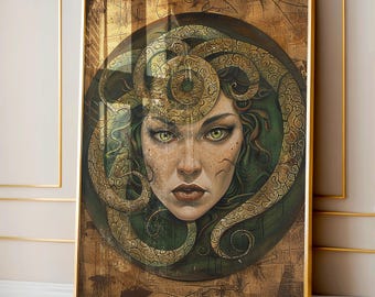 Nouveau Art, Greek Mythology Art,  Medusa Greek Mythology Wall Art for Home Decor, Vintage Art Print, Art For Women, Gifts for Women