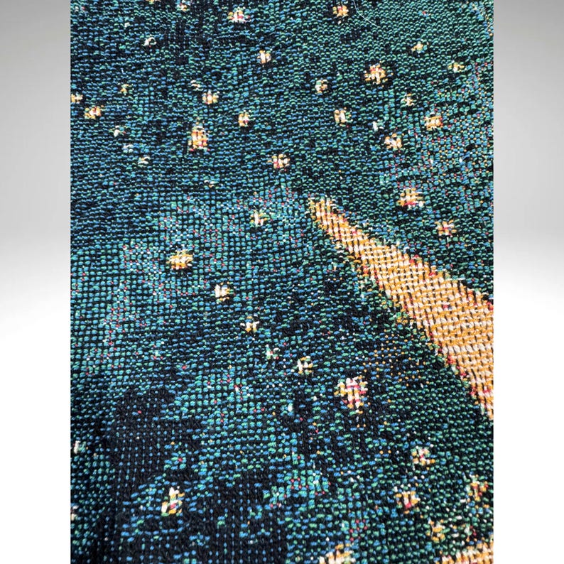 Enchanting Moon Woven Blanket or Tapestry, Mucha Art Tapestry Wall Art, Mystical Decor, Witchy Gift, Yoga Blanket, Wimsigoth, Hippie Gift image 3