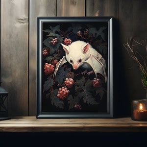 Dark Academia Decor, Vintage Poster, Art Poster Print, Gothic Victorian Art, &quot;Albino Bats&quot;, Gifts For Her and Him, Halloween Decor