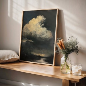 Dark Academia Decor Moody Clouds Wall Art, peinture à l&#39;huile de Moody vintage Art victorien, impression ancienne, cadeau gothique, cadeau maman