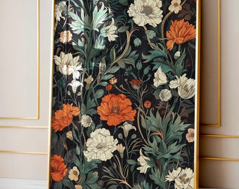 William Morris-inspirerad botanisk vintage väggkonsttryck, jugenddekor, galleriväggset, eklektisk konst för heminredning, ENDAST TRYCK