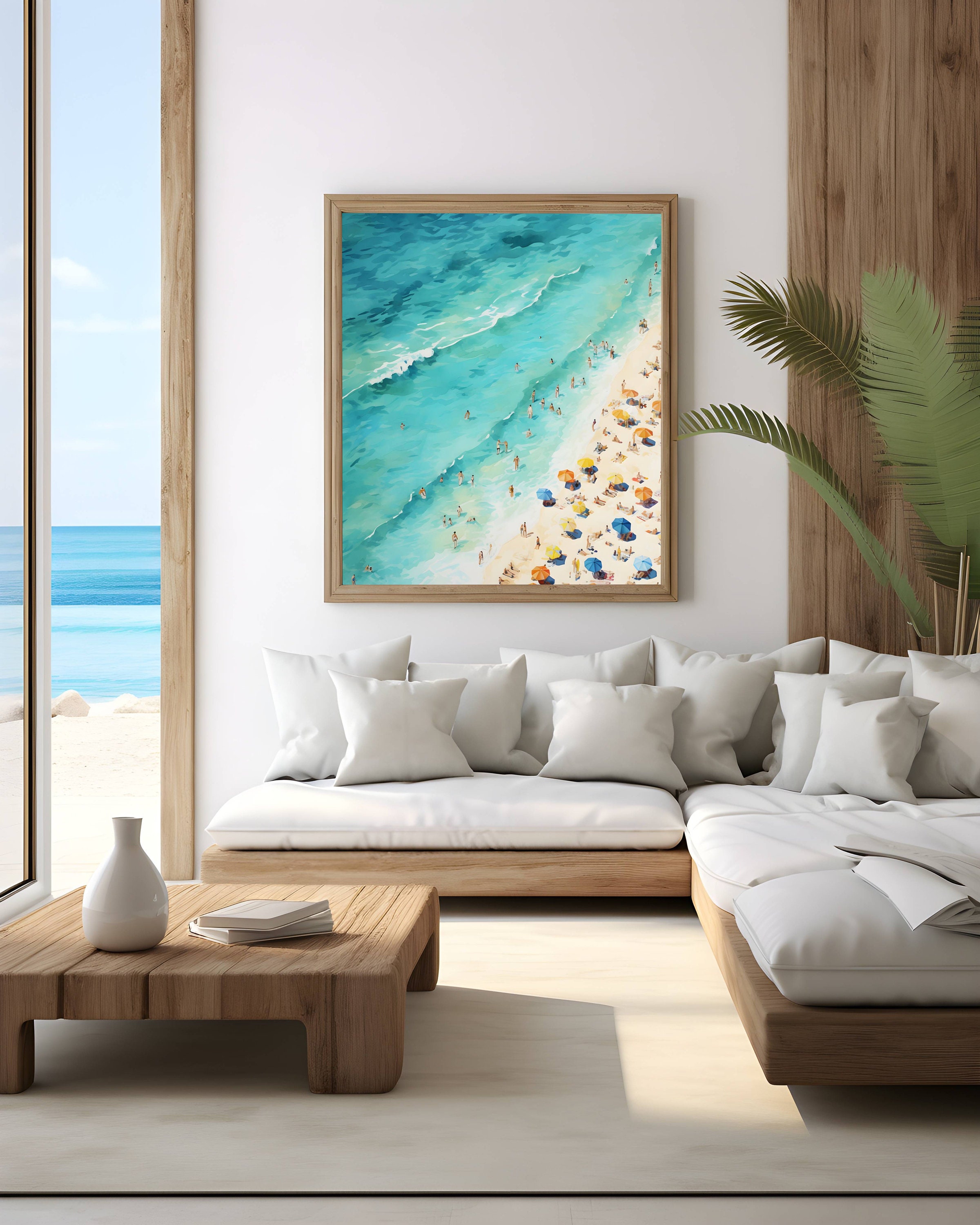Pastel Beach Wall Art Modern Large Poster Aerial Beach Etsy