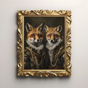 Dark Academia Print, Vintage Poster, Art Poster Print, Gothic Victorian Art, &quot;Fox Victorian Portrait&quot;, Gothic Gifts