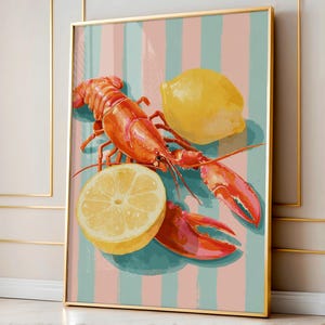 Coastal Wall Art, Beach Wall Art, Lobster Poster Print, Nautical Home Decor, Ocean Lover Gift, Beach Home Decor, Housewarming Gift