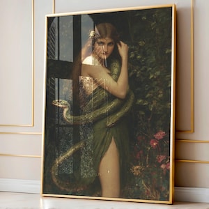 Art mural Lilith Witch, impression d'art Mucha, art mural de mauvaise humeur, décoration de mauvaise humeur, impression d'art de sorcière, art mural macabre, déco Wimsigoth, art vintage