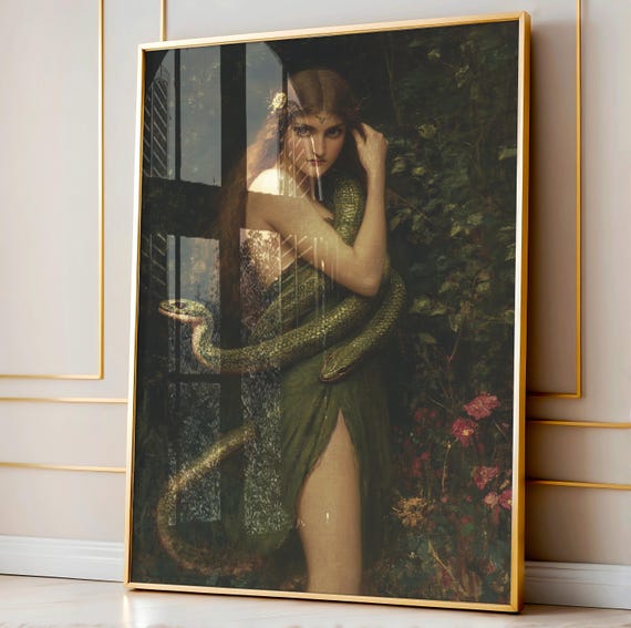 Lilith Witch Wall Art,  Mucha Art Print, Moody Wall Art, Moody Decor, Witchy Art Print, Macabre Wall Art, Wimsigoth Decor, Vintage Art