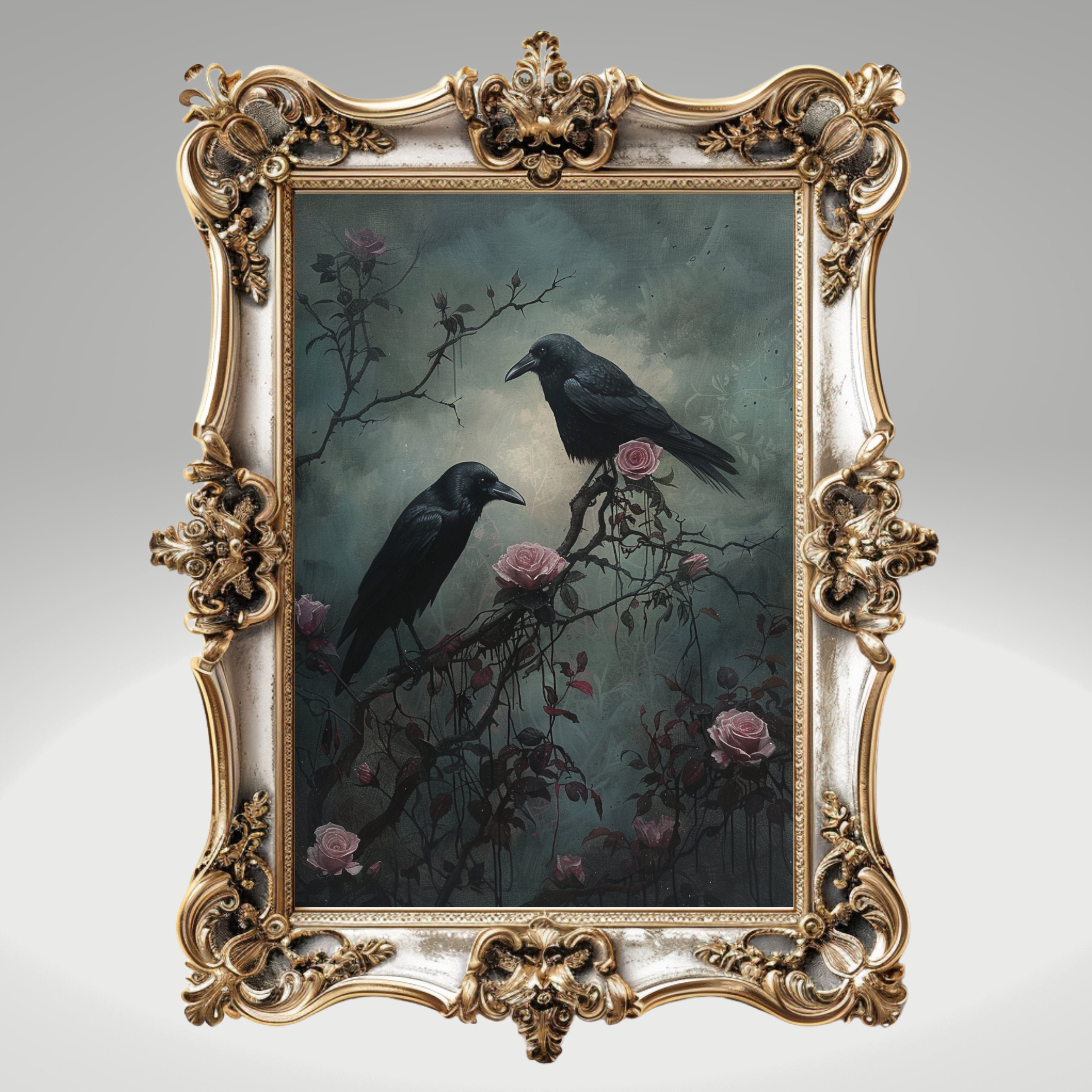 Dark Academia Raven Crow Moody Wall Art Print Vintage Dark Cottagecore ...
