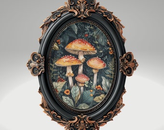William Morris inspirierte Gothic Botanische Kunst Drucke Dunkle Cottagecore Dekor Pilz Kunst Goth Geschenk Wandkunst Galerie Wandkunst Dunkellaunische Kunst