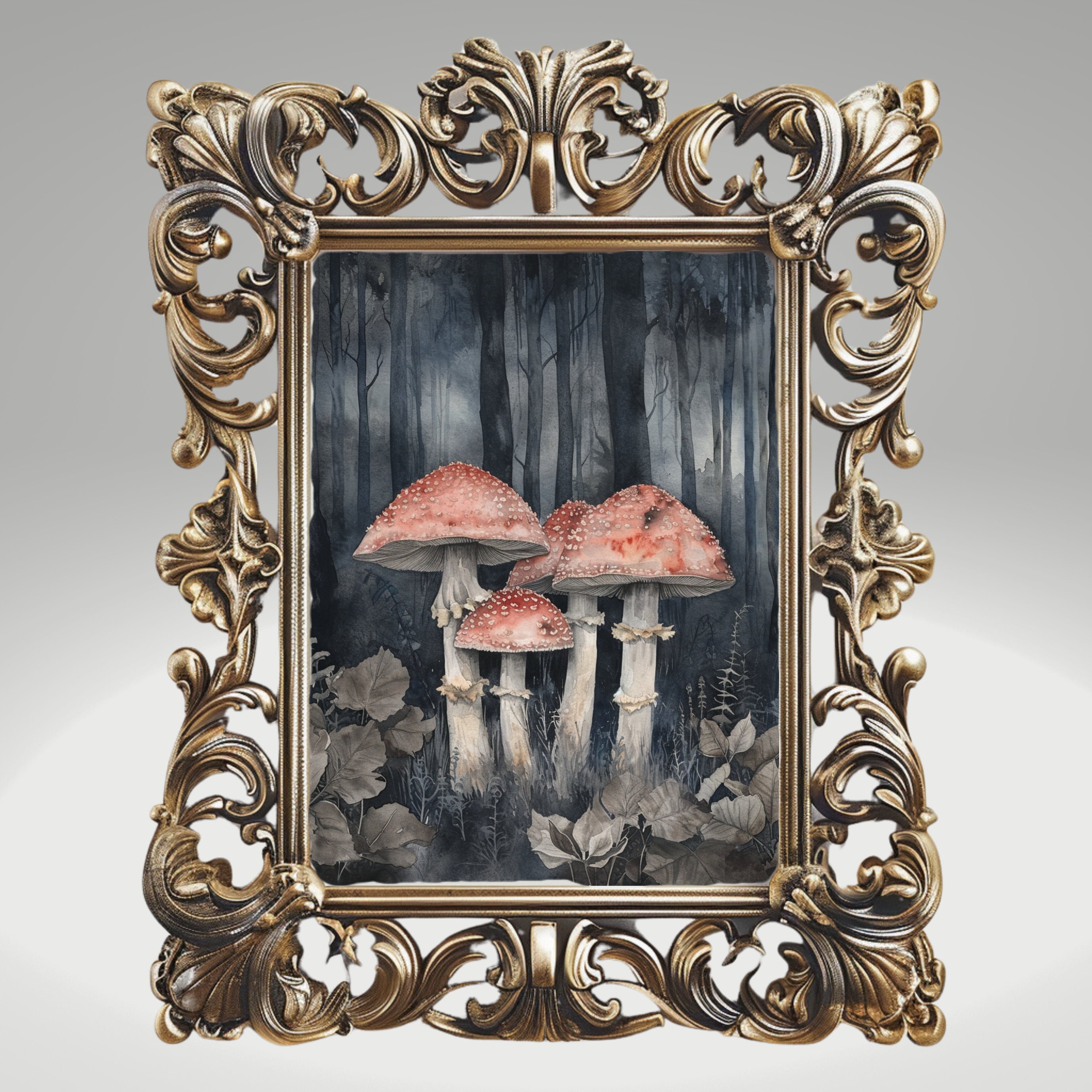 William Morris Inspired Gothic Botanical Art Prints Dark