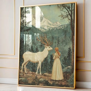 Póster de romance fantástico con paisaje encantado, arte mural vintage, decoración de naturaleza, decoración fantástica para el hogar, regalo para amantes de la naturaleza. imagen 3