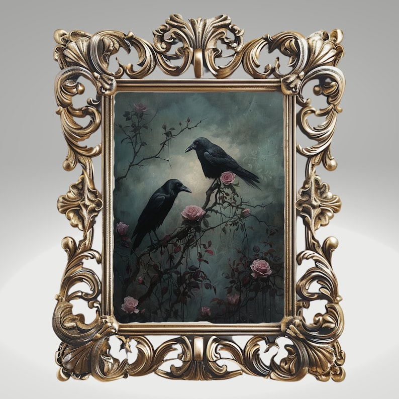 Dark Academia Raven Crow Moody Wall Art Print Vintage Dark Cottagecore ...