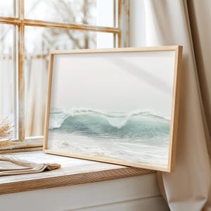 Ocean Waves Wall Art, Coastal Photography Print, Large Beach House Decor, Surf Poster, Boho Nautical Art image 2
