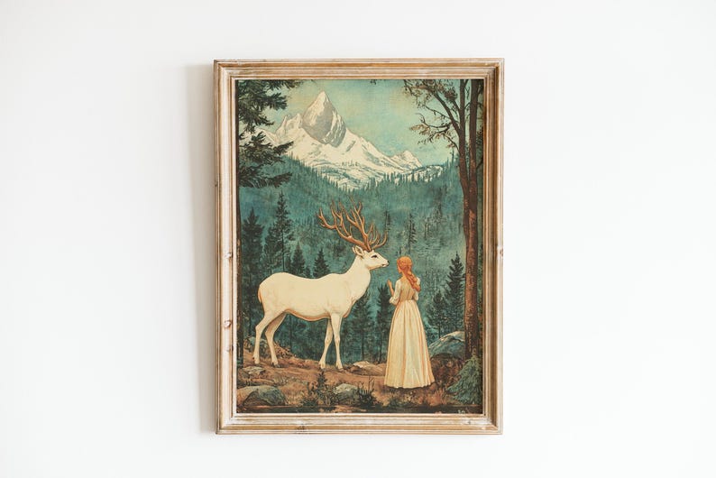 Póster de romance fantástico con paisaje encantado, arte mural vintage, decoración de naturaleza, decoración fantástica para el hogar, regalo para amantes de la naturaleza. imagen 6