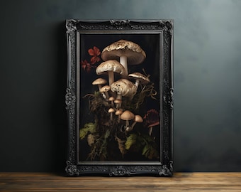 Pilz Geschenke - Dunkles Cottagecore Dekor - Pilz Kunst - Gothic Geschenk | Wandkunst | Galerie Wandkunst | Moody Art