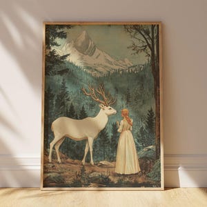 Póster de romance fantástico con paisaje encantado, arte mural vintage, decoración de naturaleza, decoración fantástica para el hogar, regalo para amantes de la naturaleza. imagen 5