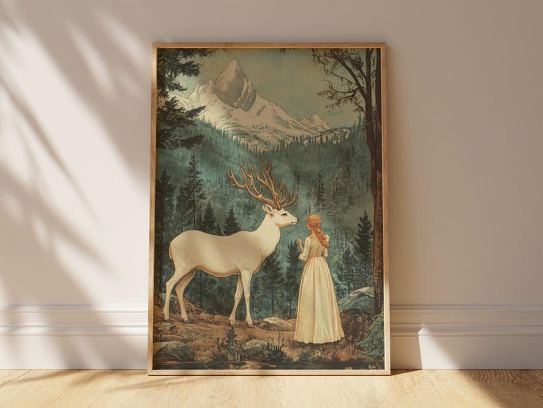 Póster de romance fantástico con paisaje encantado, arte mural vintage, decoración de naturaleza, decoración fantástica para el hogar, regalo para amantes de la naturaleza. imagen 5