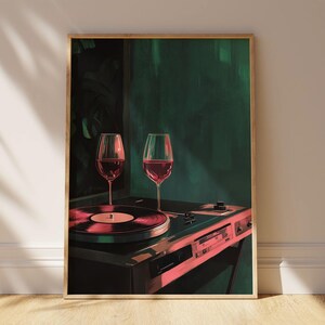 Vinyl Record Player Pink Wall Art, Retro Decor, Vinyl Record Print, Y2K Art Print, Trendy Pastel Art, Vintage Wall Art, Wine Vintage Poster image 3