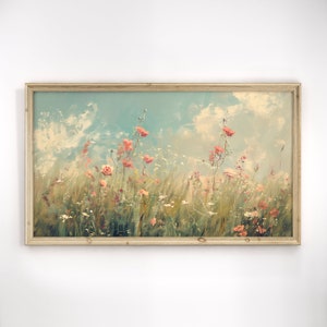 Rahmen TV Kunst Rosa Wildblumen, Samsung Frühling Wilde Blumen Feld TV Kunst, Floral TV Kunst, Cottagecore TV Art Digital Sofort Download