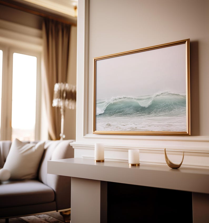 Ocean Waves Wall Art, Coastal Photography Print, Large Beach House Decor, Surf Poster, Boho Nautical Art image 3