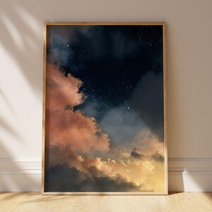Wolken kunst aan de muur, decor Dark Academia, humeurig decor, fotografie, roze wolken Art Print, decor Dark Cottagecore, housewarmingcadeau afbeelding 3