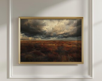 Autumn Forest Art Print, Moody Fall Landscape Wall Art, Dark Academia Decor, Vintage Forest Landscape Painting Farmhouse Fall Decor