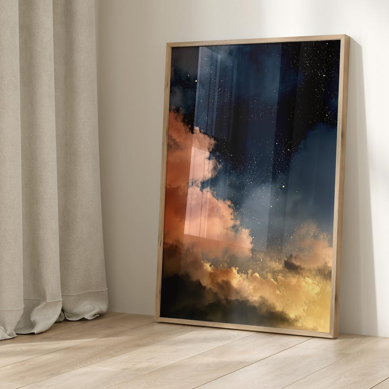 Wolken kunst aan de muur, decor Dark Academia, humeurig decor, fotografie, roze wolken Art Print, decor Dark Cottagecore, housewarmingcadeau afbeelding 5