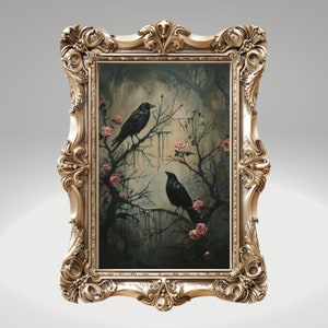Dark Academia Raven Crow Moody Wall Art Print Vintage Dark Cottagecore ...