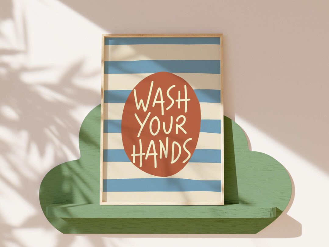 Kids Bathroom Wall Art: Wash Your Hands Poster Print, Typography Wall ...